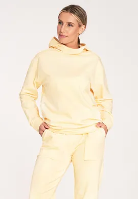 Bluza damska z kapturem - żółta bluza damska M1034 rozmiar L
