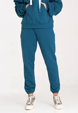 Joggery damskie dresowe - Damskie spodnie dresowe - niebieskie spodnie dresowe M1056 rozmiar L
