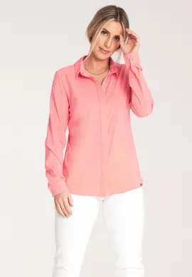 Koszula damska elegancka - koszula damska z kołnierzykiem - M1068 Koralowa rozmiar L