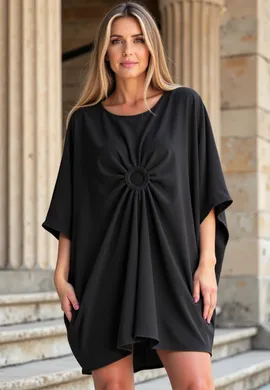 Elegancka sukienka oversize - Luźna sukienka elegancka - Czarna sukienka M1127 Uniwersalny