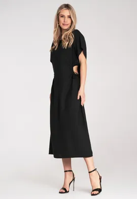 Luźna sukienka elegancka - Prosta elegancka sukienka midi - Czarna sukienka M1183 r. Uniwersalny