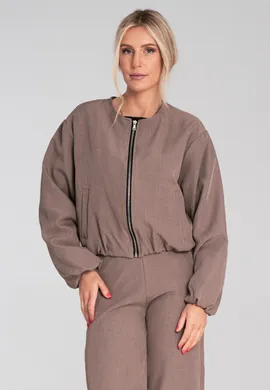 Bomberka damska elegancka - Brązowa bomberka damska M1198 r. L/XL