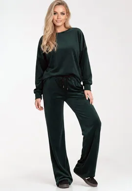 Dres welurowy damski - Komplet dresowy welurowy - Zielony komplet dresowy Model M1284 rozmiar L