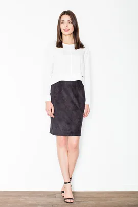 Elegancka zamszowa spódnica midi w kolorze czarnym M460 rozmiar L