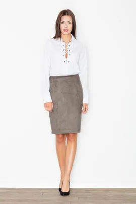 Elegancka zamszowa spódnica ołówkowa w kolorze oliwkowym M460 rozmiar L